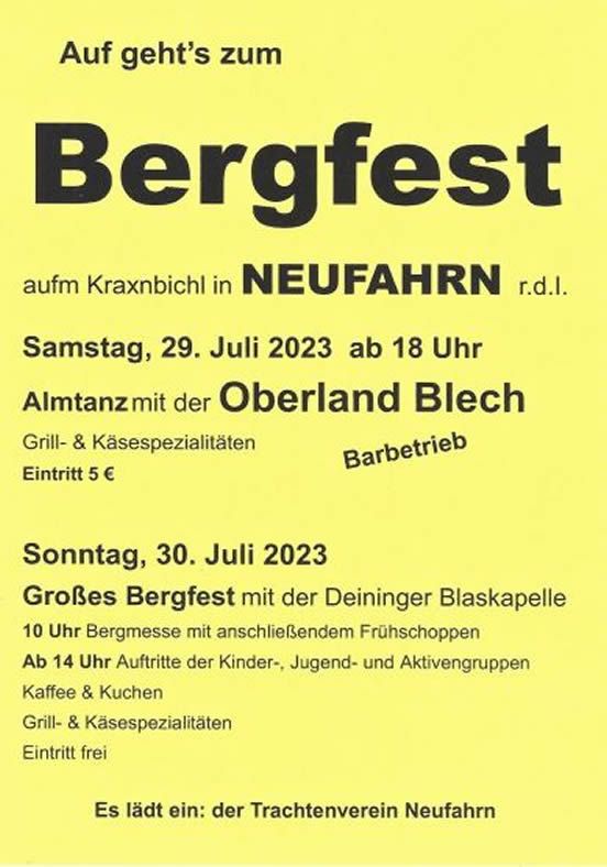 Auf geht's zum Bergfest 2023 in Neufahrn